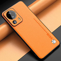 Xiaomi Mi 13 Lite 5G用ケース 高級感 手触り良いレザー柄 S04 Xiaomi オレンジ