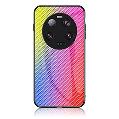 Xiaomi Mi 13 Ultra 5G用ハイブリットバンパーケース プラスチック 鏡面 虹 グラデーション 勾配色 カバー LS2 Xiaomi ピンク