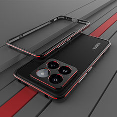 Xiaomi Mi 14 5G用ケース 高級感 手触り良い アルミメタル 製の金属製 バンパー カバー JZ2 Xiaomi レッド