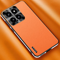 Xiaomi Mi 14 5G用ケース 高級感 手触り良いレザー柄 AT2 Xiaomi オレンジ