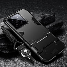 Xiaomi Mi 14 5G用ハイブリットバンパーケース スタンド プラスチック 兼シリコーン カバー R01 Xiaomi ブラック