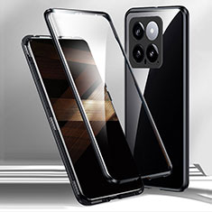 Xiaomi Mi 14 5G用ケース 高級感 手触り良い アルミメタル 製の金属製 360度 フルカバーバンパー 鏡面 カバー Xiaomi ブラック