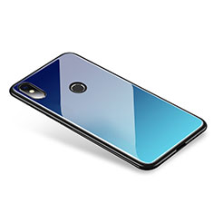 Xiaomi Mi 8用ハイブリットバンパーケース プラスチック 鏡面 虹 グラデーション 勾配色 カバー Xiaomi ブルー