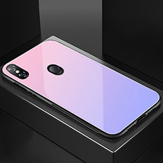 Xiaomi Mi 8用ハイブリットバンパーケース プラスチック 鏡面 虹 グラデーション 勾配色 カバー M01 Xiaomi パープル