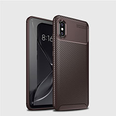 Xiaomi Mi 8用シリコンケース ソフトタッチラバー ツイル カバー A01 Xiaomi ブラウン