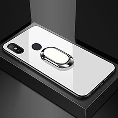 Xiaomi Mi 8用ハイブリットバンパーケース プラスチック 鏡面 カバー アンド指輪 マグネット式 Xiaomi ホワイト