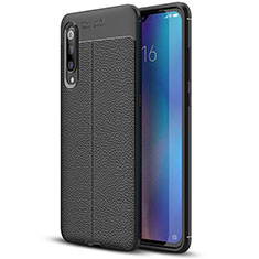 Xiaomi Mi 9用シリコンケース ソフトタッチラバー レザー柄 S02 Xiaomi ブラック