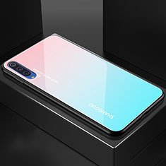 Xiaomi Mi 9 Pro用ハイブリットバンパーケース プラスチック 鏡面 虹 グラデーション 勾配色 カバー Xiaomi シアン