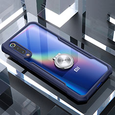 Xiaomi Mi 9 SE用360度 フルカバーハイブリットバンパーケース クリア透明 プラスチック 鏡面 アンド指輪 マグネット式 Xiaomi ネイビー