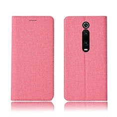 Xiaomi Mi 9T用手帳型 布 スタンド H01 Xiaomi ピンク