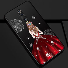 Xiaomi Mi 9T用シリコンケース ソフトタッチラバー バタフライ ドレスガール ドレス少女 カバー K01 Xiaomi レッド・ブラック