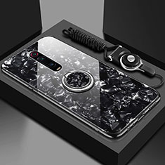Xiaomi Mi 9T用ハイブリットバンパーケース プラスチック 鏡面 カバー アンド指輪 マグネット式 T02 Xiaomi ブラック