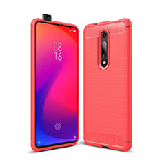 Xiaomi Mi 9T Pro用シリコンケース ソフトタッチラバー ライン カバー C01 Xiaomi レッド