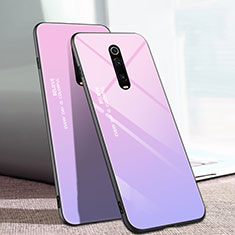 Xiaomi Mi 9T Pro用ハイブリットバンパーケース プラスチック 鏡面 虹 グラデーション 勾配色 カバー H01 Xiaomi ピンク