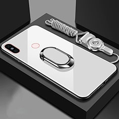 Xiaomi Mi A2用ハイブリットバンパーケース プラスチック 鏡面 カバー アンド指輪 マグネット式 Xiaomi ホワイト