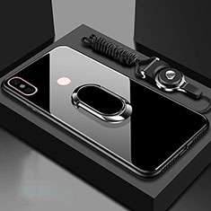 Xiaomi Mi A2用ハイブリットバンパーケース プラスチック 鏡面 カバー アンド指輪 マグネット式 Xiaomi ブラック