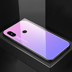 Xiaomi Mi A2用ハイブリットバンパーケース プラスチック 鏡面 虹 グラデーション 勾配色 カバー M01 Xiaomi パープル
