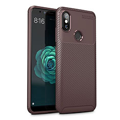 Xiaomi Mi A2 Lite用シリコンケース ソフトタッチラバー ツイル カバー Xiaomi ブラウン