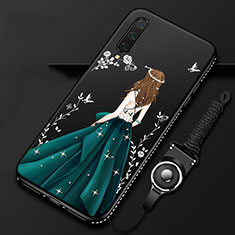 Xiaomi Mi A3用シリコンケース ソフトタッチラバー バタフライ ドレスガール ドレス少女 カバー K01 Xiaomi グリーン