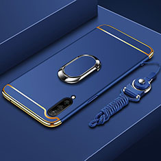 Xiaomi Mi A3用ケース 高級感 手触り良い メタル兼プラスチック バンパー アンド指輪 T01 Xiaomi ネイビー
