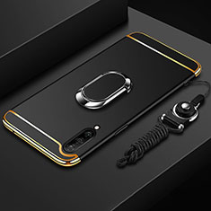 Xiaomi Mi A3用ケース 高級感 手触り良い メタル兼プラスチック バンパー アンド指輪 T01 Xiaomi ブラック