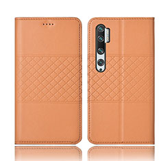 Xiaomi Mi Note 10用手帳型 レザーケース スタンド カバー T06 Xiaomi オレンジ
