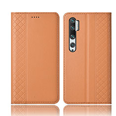 Xiaomi Mi Note 10用手帳型 レザーケース スタンド カバー T10 Xiaomi オレンジ