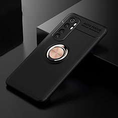 Xiaomi Mi Note 10 Lite用極薄ソフトケース シリコンケース 耐衝撃 全面保護 アンド指輪 マグネット式 バンパー Xiaomi ゴールド・ブラック