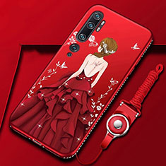 Xiaomi Mi Note 10 Pro用シリコンケース ソフトタッチラバー バタフライ ドレスガール ドレス少女 カバー S01 Xiaomi レッド