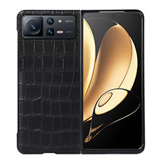 Xiaomi Mix Fold 2 5G用ハイブリットバンパーケース 高級感 手触り良いレザー柄 兼プラスチック S06 Xiaomi ブラック