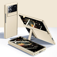 Xiaomi Mix Fold 3 5G用ハイブリットバンパーケース 高級感 手触り良いレザー柄 兼プラスチック L03 Xiaomi ゴールド