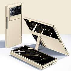 Xiaomi Mix Fold 3 5G用ハイブリットバンパーケース 高級感 手触り良いレザー柄 兼プラスチック L04 Xiaomi ゴールド