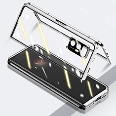 Xiaomi Mix Fold 5G用ケース 高級感 手触り良い アルミメタル 製の金属製 360度 フルカバーバンパー 鏡面 カバー P03 Xiaomi シルバー