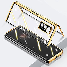 Xiaomi Mix Fold 5G用ケース 高級感 手触り良い アルミメタル 製の金属製 360度 フルカバーバンパー 鏡面 カバー P03 Xiaomi ゴールド