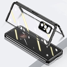 Xiaomi Mix Fold 5G用ケース 高級感 手触り良い アルミメタル 製の金属製 360度 フルカバーバンパー 鏡面 カバー P03 Xiaomi ブラック