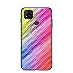 Xiaomi POCO C31用ハイブリットバンパーケース プラスチック 鏡面 虹 グラデーション 勾配色 カバー LS2 Xiaomi ピンク