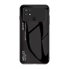 Xiaomi Poco C40用ハイブリットバンパーケース プラスチック 鏡面 虹 グラデーション 勾配色 カバー LS1 Xiaomi ブラック