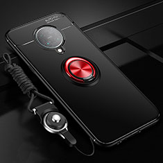 Xiaomi Poco F2 Pro用極薄ソフトケース シリコンケース 耐衝撃 全面保護 アンド指輪 マグネット式 バンパー T03 Xiaomi レッド・ブラック
