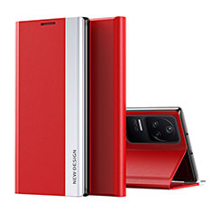 Xiaomi Poco F4 5G用手帳型 レザーケース スタンド カバー Q01H Xiaomi レッド
