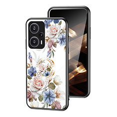 Xiaomi Poco F5 5G用ハイブリットバンパーケース プラスチック 鏡面 花 カバー S01 Xiaomi ホワイト