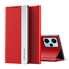 Xiaomi Poco F5 5G用手帳型 レザーケース スタンド カバー QH2 Xiaomi レッド