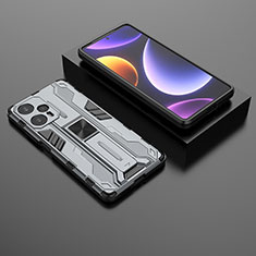 Xiaomi Poco F5 5G用ハイブリットバンパーケース スタンド プラスチック 兼シリコーン カバー マグネット式 KC1 Xiaomi グレー