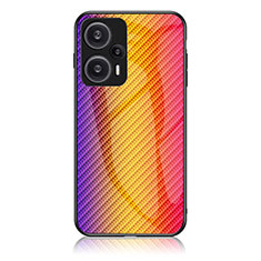 Xiaomi Poco F5 5G用ハイブリットバンパーケース プラスチック 鏡面 虹 グラデーション 勾配色 カバー LS2 Xiaomi オレンジ