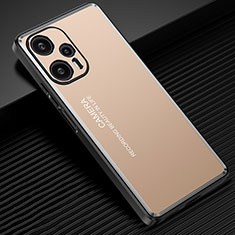 Xiaomi Poco F5 5G用ケース 高級感 手触り良い アルミメタル 製の金属製 兼シリコン カバー JL2 Xiaomi ゴールド