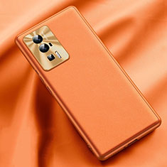 Xiaomi Poco F5 Pro 5G用ケース 高級感 手触り良いレザー柄 QK1 Xiaomi オレンジ