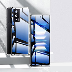 Xiaomi Poco F5 Pro 5G用ケース 高級感 手触り良い アルミメタル 製の金属製 360度 フルカバーバンパー 鏡面 カバー P01 Xiaomi ブラック