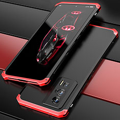 Xiaomi Poco F5 Pro 5G用360度 フルカバー ケース 高級感 手触り良い アルミメタル 製の金属製 P01 Xiaomi レッド・ブラック