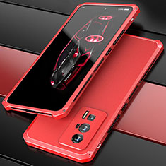 Xiaomi Poco F5 Pro 5G用360度 フルカバー ケース 高級感 手触り良い アルミメタル 製の金属製 P01 Xiaomi レッド