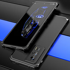 Xiaomi Poco F5 Pro 5G用360度 フルカバー ケース 高級感 手触り良い アルミメタル 製の金属製 P01 Xiaomi ブラック
