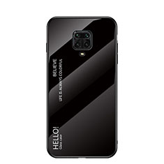 Xiaomi Poco M2 Pro用ハイブリットバンパーケース プラスチック 鏡面 虹 グラデーション 勾配色 カバー Xiaomi ブラック